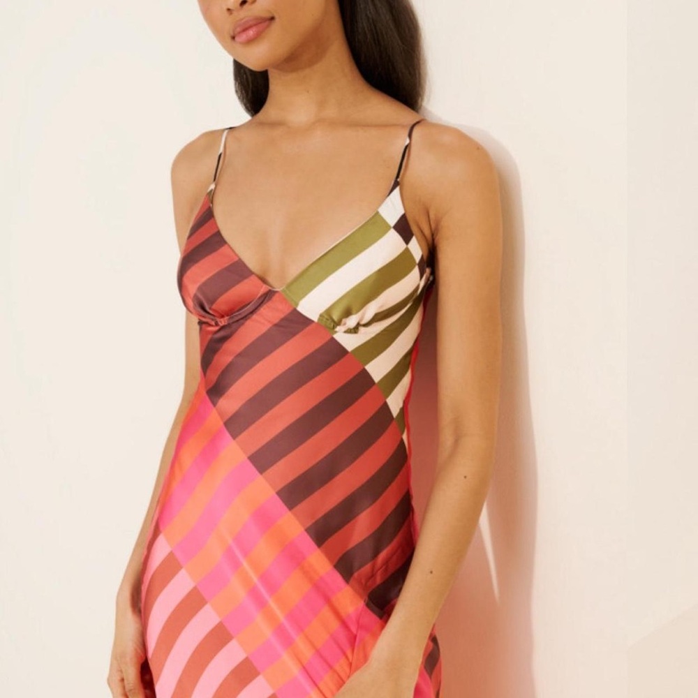 Hutch Multicolor Striped Maxi Dress — Olive, Pink, Brown